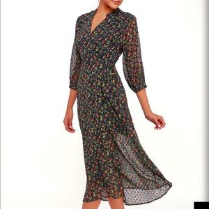 Lulu’s Lush multi color long sleeve wrap dress SM